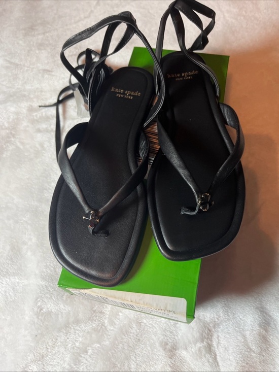 kate spade Shoes - kate spade Black Lace-Up Toe-Post Sandals with Ankle Wraps size 5.5 B
